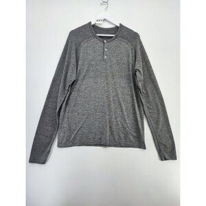 Lululemon Men’s Live In Practice Gray Henley Long Sleeve T-Shirt Size XL